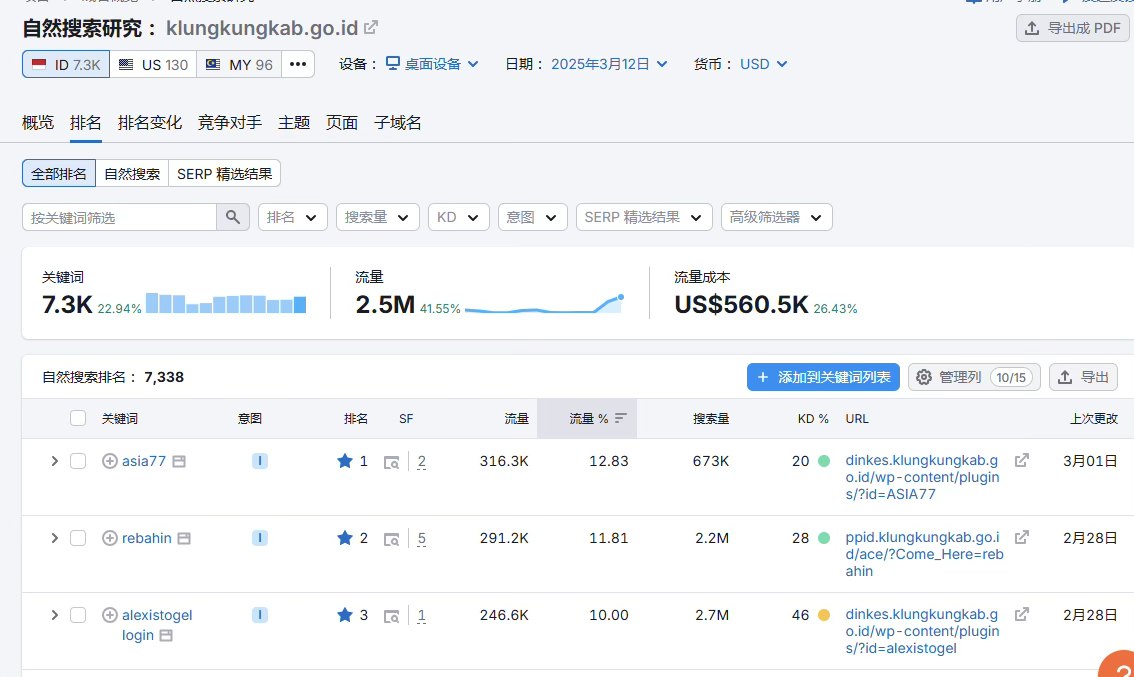 印尼高竞争 SEO 项目关键词排名数据